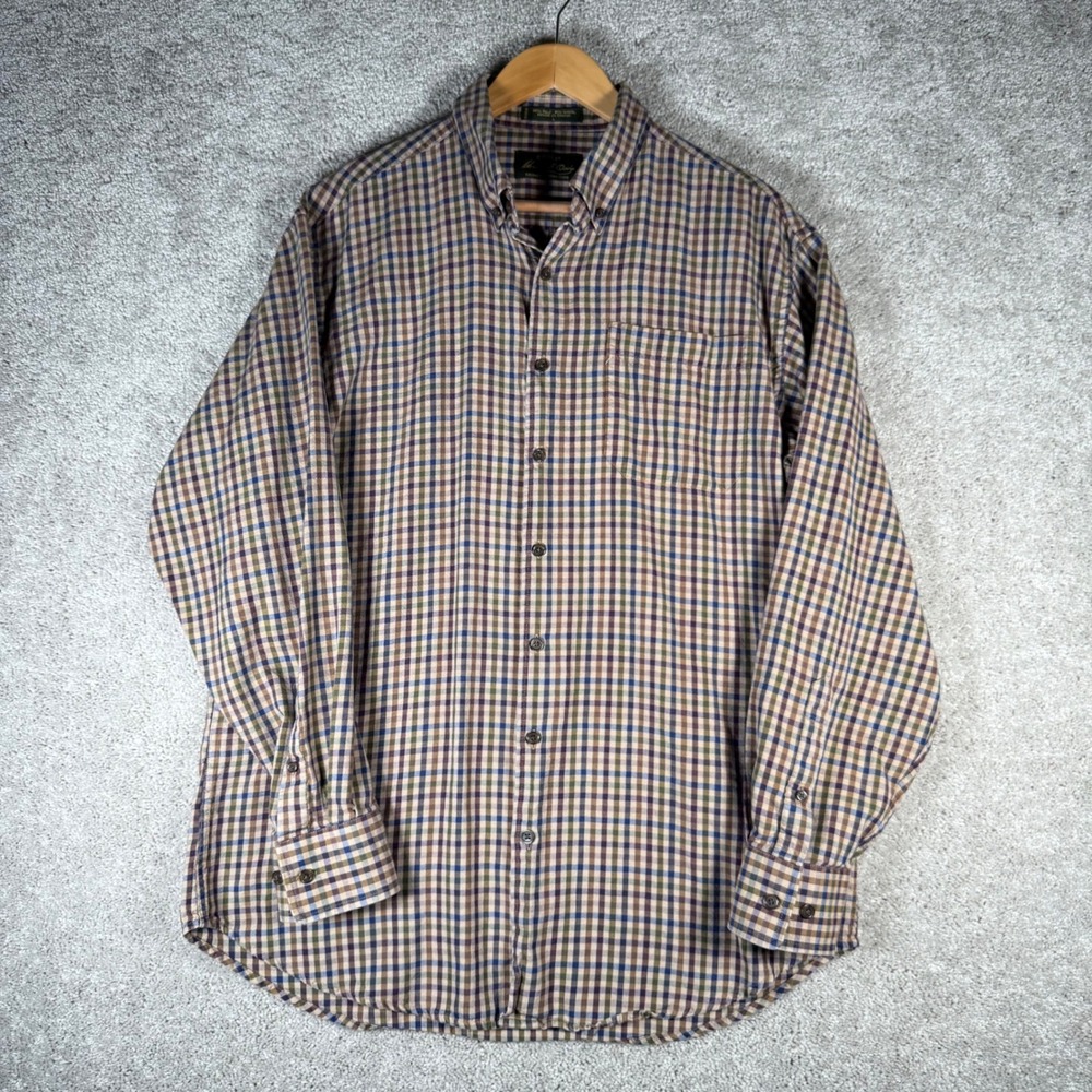 Orvis Charles F Orvis Signature Silk Wool Plaid Button Down Shirt Men's Large